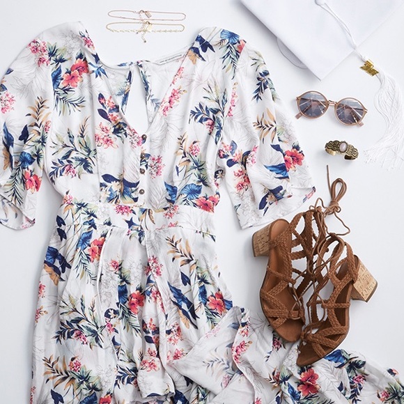 AMERICAN EAGLE OUTFITTERS KIMONO MAXI ROMPER - Picture 2 of 4